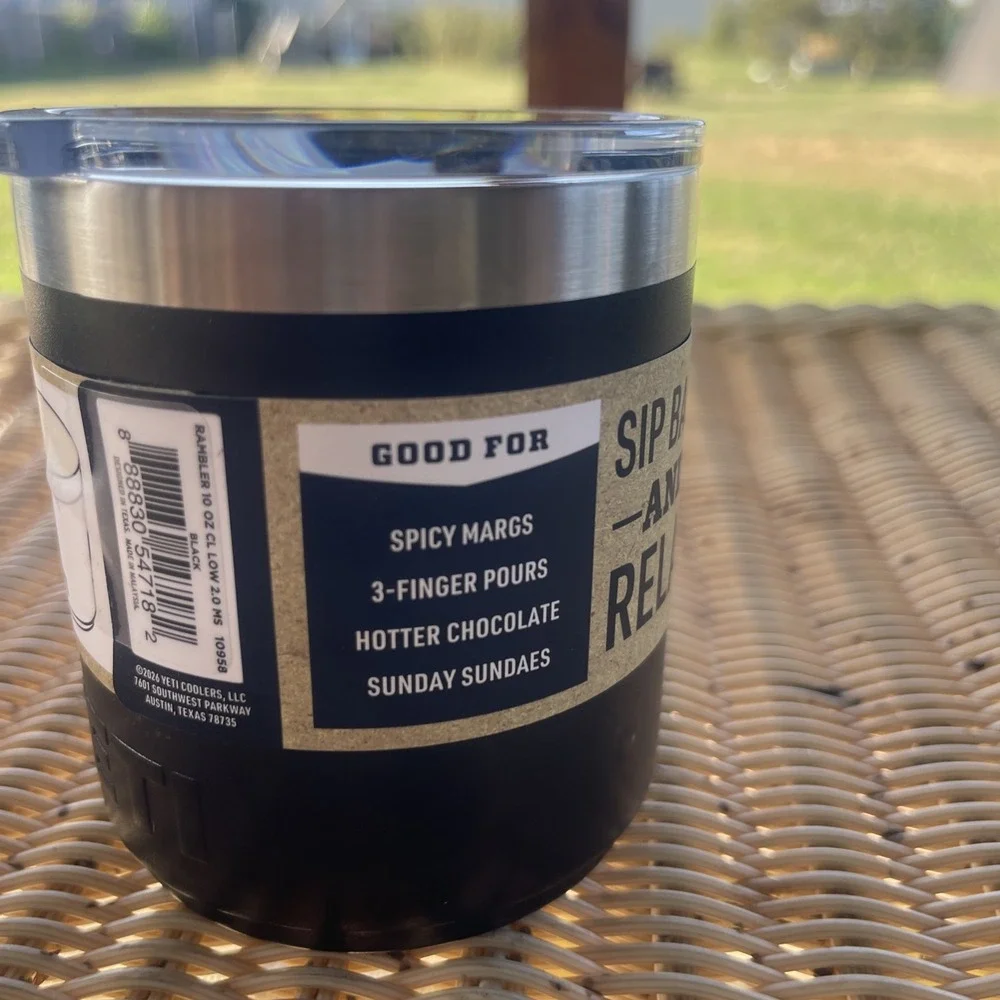 Yeti Rambler 10oz Lowball Tumbler Black Stainless Insulated MagSlider With Lid